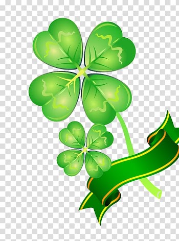 Four-leaf clover, Green Clover Ribbon transparent background PNG clipart
