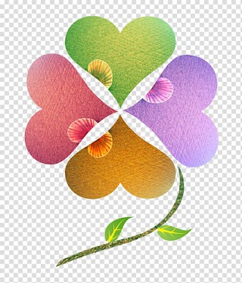 Four-leaf clover Sina Weibo, Clover four-color material transparent background PNG clipart