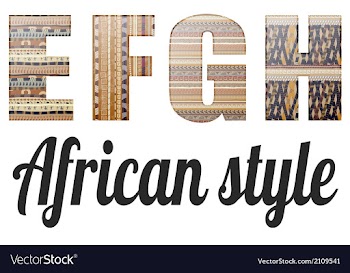 Four letters of the alphabet in the African style vector image