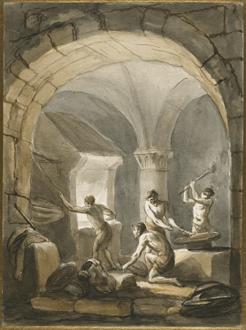four male figures in a forge; | Free Photo - rawpixel