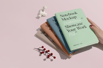 Four Notebooks PSD Mockup