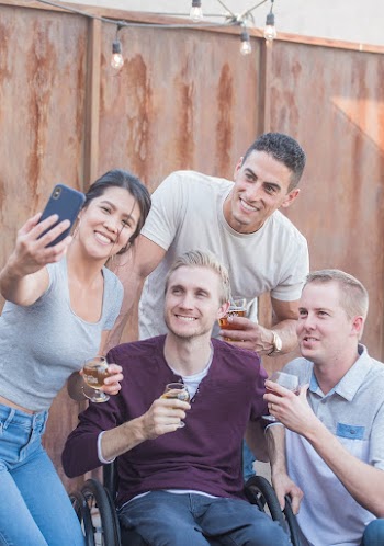 Four People Taking Selphie