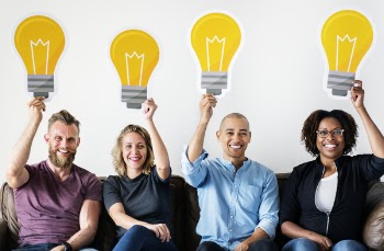 Four Person Holding Bulb Light Decors