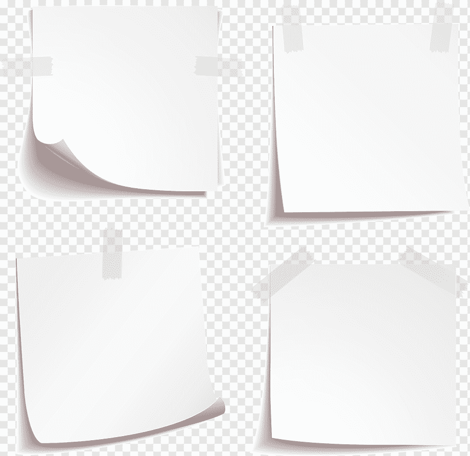 four printer papers with adhesive tapes, Paper Rectangle White, Blank paper notes material, angle, furniture, happy Birthday Vector Images png