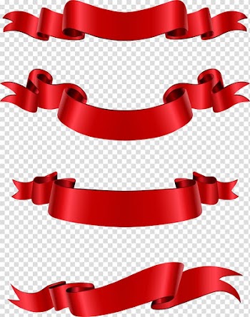 Four red ribbons, Ribbon Paper, Exquisite red ribbon transparent background PNG clipart