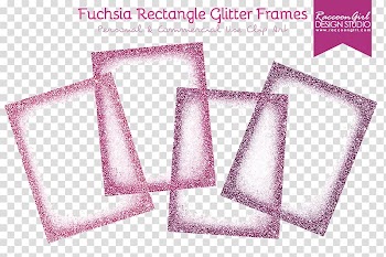 Four white-and-pink glitter frames, frame Glitter Digital frame, Fuchsia Border Frame transparent background PNG clipart