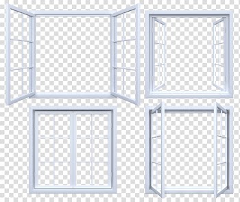 Four white windowpanes, Window Door frame , Aluminum windows transparent background PNG clipart