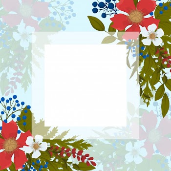 Fower page boarders - red, light blue, white flowers Free Vector
