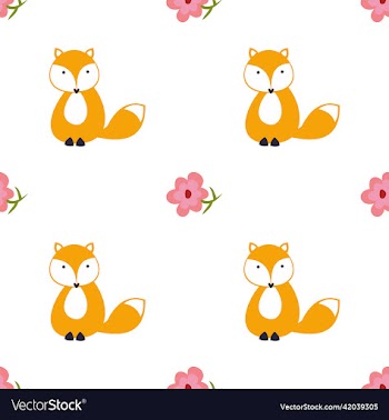 fox and flower pattern