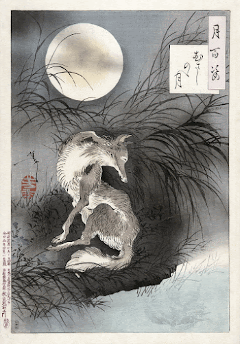 Fox and the moon (1892) | Free Photo Illustration - rawpixel