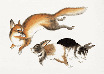 Fox and two hares (1800-1870) | Free Photo Illustration - rawpixel