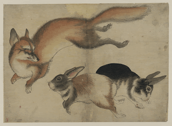 [Fox and two hares]. Original | Free Photo - rawpixel