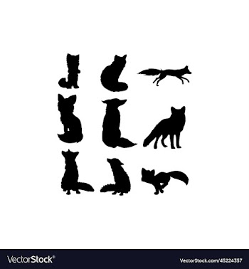 fox animal set silhouette design
