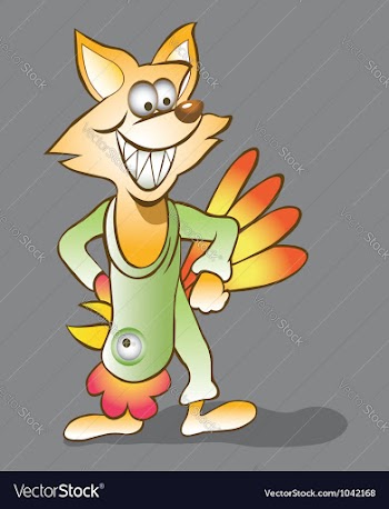 					Fox cartoon with cock mask vector image														