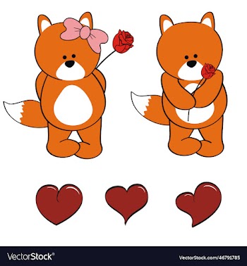 fox character cartoon valentine rose pack