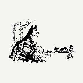 Fox & dogs clipart, vintage | Free PSD Illustration - rawpixel