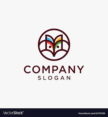 Fox line art logo design vector image