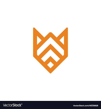 fox logo template origami material design flat