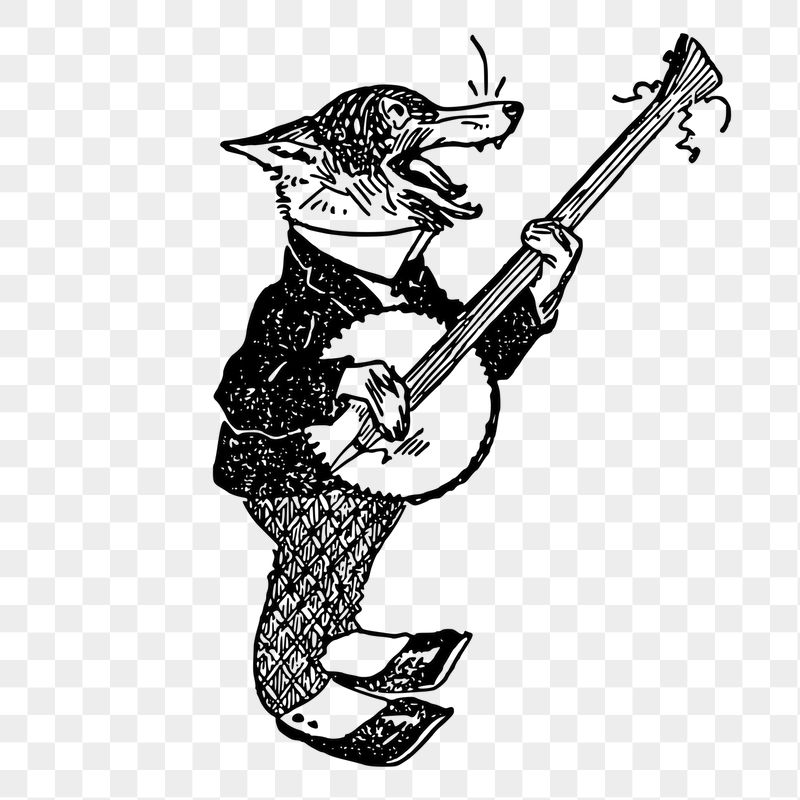 Fox playing banjo png sticker, | Free PNG - rawpixel