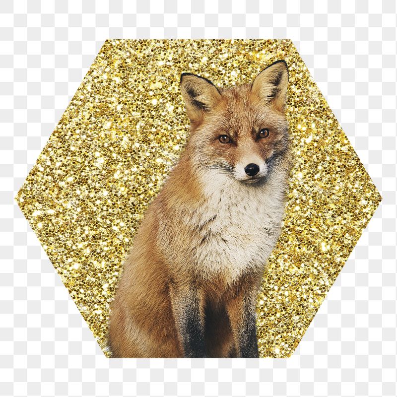 Fox png badge sticker, gold | Free PNG - rawpixel
