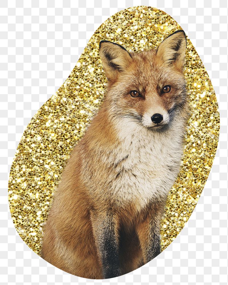 Fox png badge sticker, gold | Free PNG - rawpixel