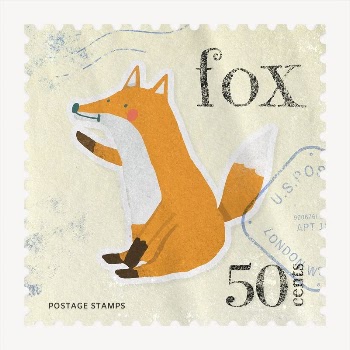 Fox postage stamp, animal collage | Free PSD - rawpixel