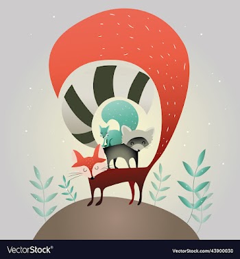 fox raccoon and squirrel stand on top of each