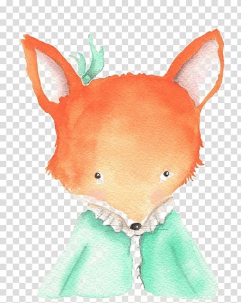 Fox wearing green jacket illustration, Watercolor painting Art Illustration, Little Fox transparent background PNG clipart