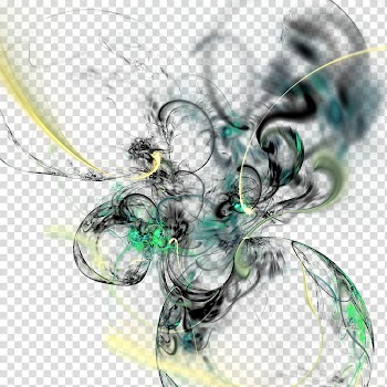 Fractal  , black, green, and yellow abstract illustration transparent background PNG clipart