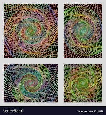 Fractal spiral page background design set vector image