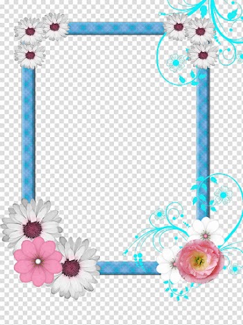 Frame, blue and multicolored floral frame illustration transparent background PNG clipart