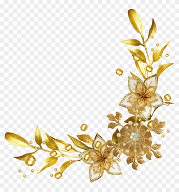 #frame #border #divider #corner #header #textline #line - Gold Flower Border Png