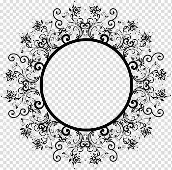 Frame C, round black scrolled frame transparent background PNG clipart