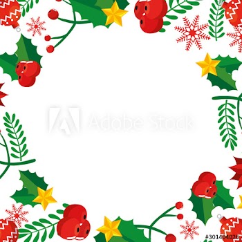 frame christmas with leafs and decoration design