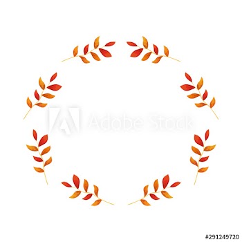 frame circular of autumn branches with leafs