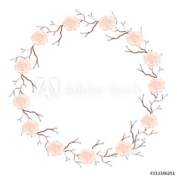 frame circular of roses with branches design