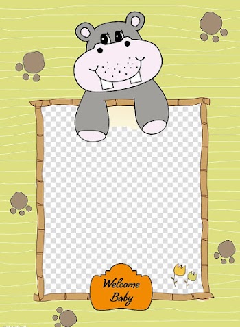 Frame, Cute hippo border transparent background PNG clipart