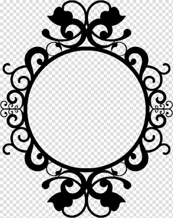 Frame D, round black and floral frame illustration transparent background PNG clipart