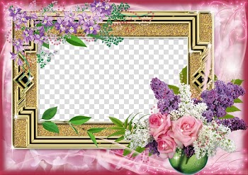 Frame Digital frame, Vintage pink flowers frame transparent background PNG clipart