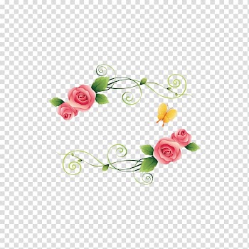 Frame Flower Beach rose Designer, Floral border transparent background PNG clipart