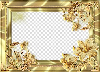 Frame, Gold Flower Frame transparent background PNG clipart