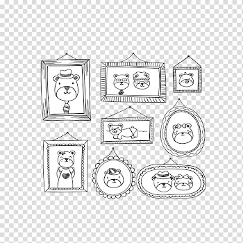 Frame , Hand-painted bear family wall transparent background PNG clipart