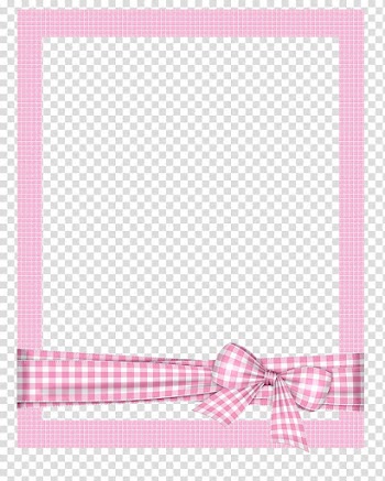 Frame, Hand-painted frame cartoon frame,Pink plaid frame, pink and white checked frame with ribbon transparent background PNG clipart