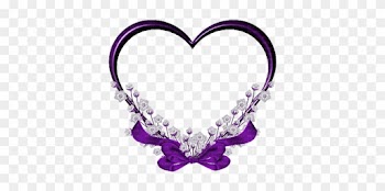 Frame Heart Purple Flower - Love Heart Frame Png