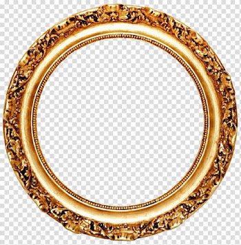 Frame Mirror Circle Gold leaf, Golden Round Frame , round gold frame transparent background PNG clipart