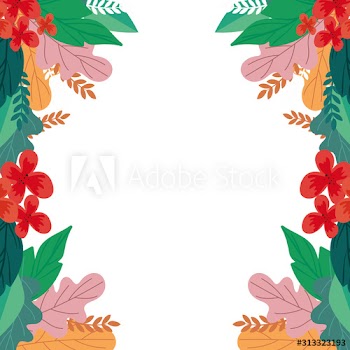 frame of flowers with leafs natural design