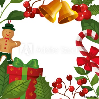 frame of leafs and branches with decoration christmas design