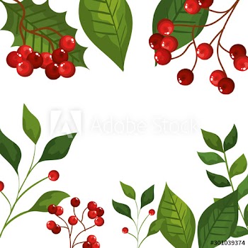 frame of leafs and branches with seeds christmas icons design
