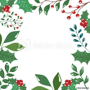 frame of leafs and branches with seeds christmas icons design