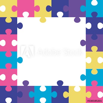 frame of puzzle pieces icons design